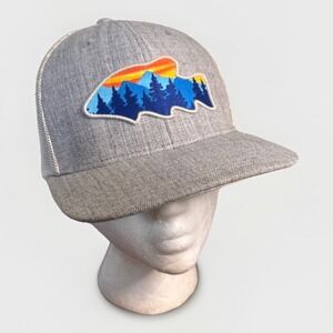 Fish Collection Hat Local Crowns Forest Views Snapback Heather Gray Ivory Mesh